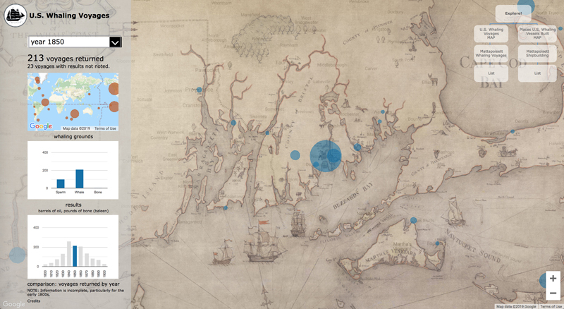 Mattapoisett whaling voyages map